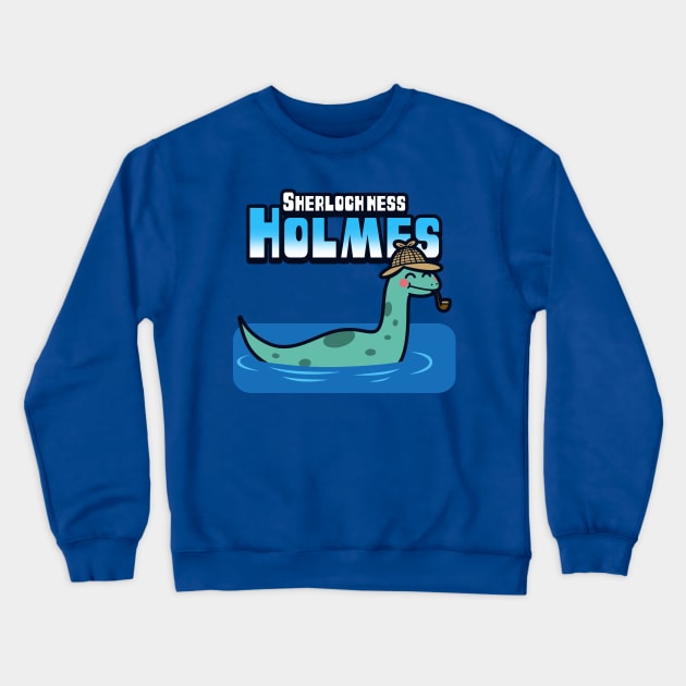 Cute Sherlock Holmes Kawaii Lochness Monster Funny Cartoon Crewneck Sweatshirt by BoggsNicolas